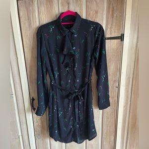 Banana Republic Navy Floral Shirt Dress